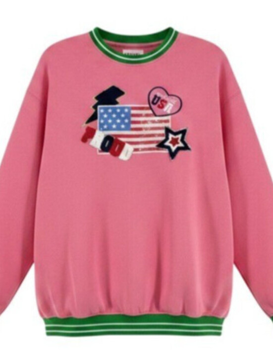 Simply Southern Tops - Simply Southern Sweatshirt Sequins Embroidered USA Pink Large